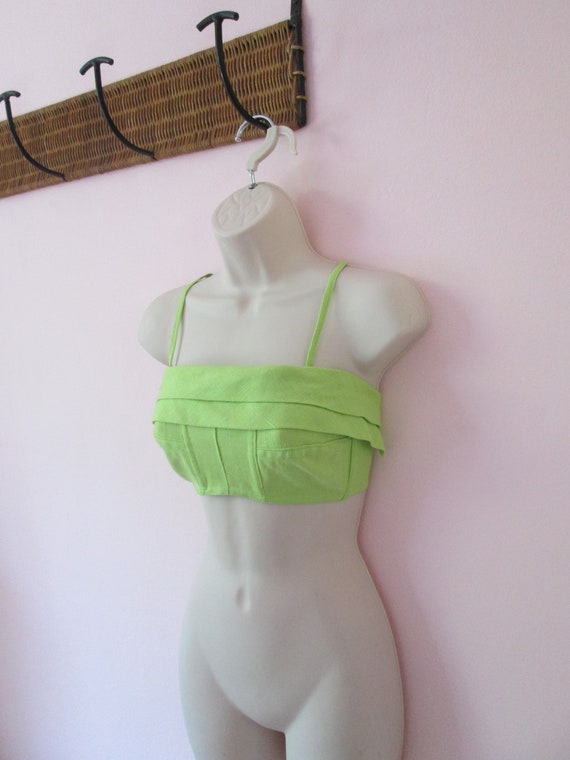 Killer Vintage 1950s 50s Chartreuse Boned Wired Bu