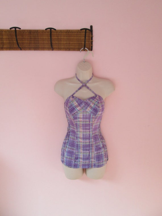 Fabulous Vintage 1950s 50s Atomic Abstract Purple