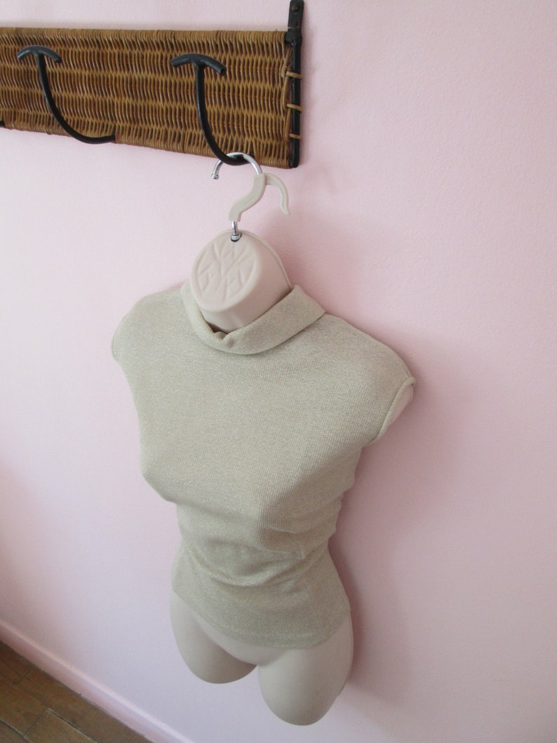 DeadstockNos-Pinup-Bombshell-Vixen-Rockabilly-VLV Bad Girl Vintage 1950s 50s Gold Lurex Knit Jumper Pullover Top Blouse wShort Turtleneck