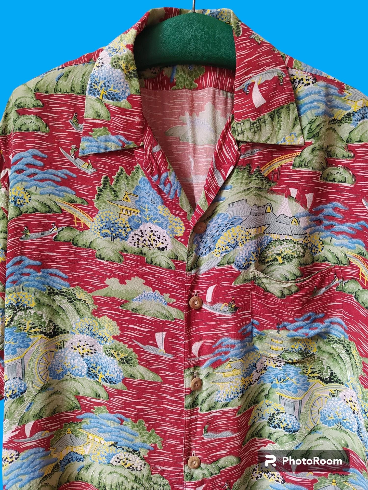 1940s 1950s Jimp Japanese Hawaiian Shirt / Vintage 40s 50s