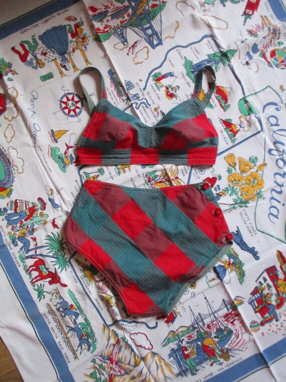 1940s Tess Terrific Tartan Swimsuit / Vintage 40s… - image 1