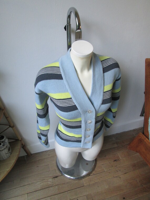 Hot Rod Girl Vintage 1950s 50s Blue Yellow & White