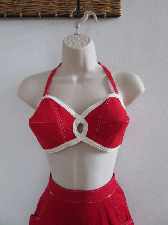 Showstopper Vintage 1950s 50s Lipstick Red Bustier