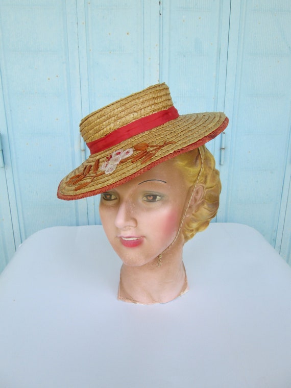 Darling Vintage 1930s 30s 1940s 40s French Straw W