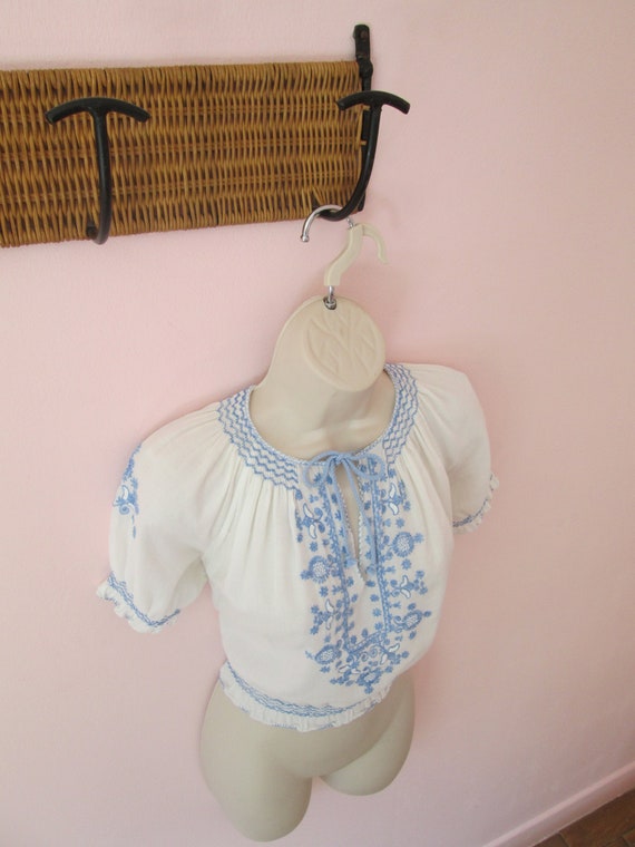 Gorgeous Vintage 1940s 40s White High Waist Blouse