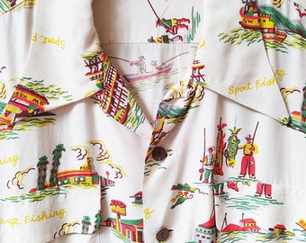 あ*あ様 40s 50s souvenir shirt スカシャツ 2tone あ*あ様 40s 50s