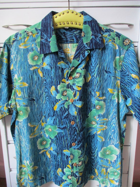 【美品】50s KAMEHAMEHA S/S Shirts コットン M 1950s Colorful Kamehameha Cotton Shirt / Vintage 50s