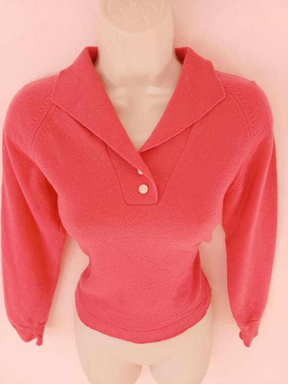 1950s Bubblegum Pink Bombshell Pullover / Vintage… - image 3