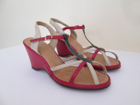 1940s Perky Primary Colors Wedges / Vintage 40s R… - image 1