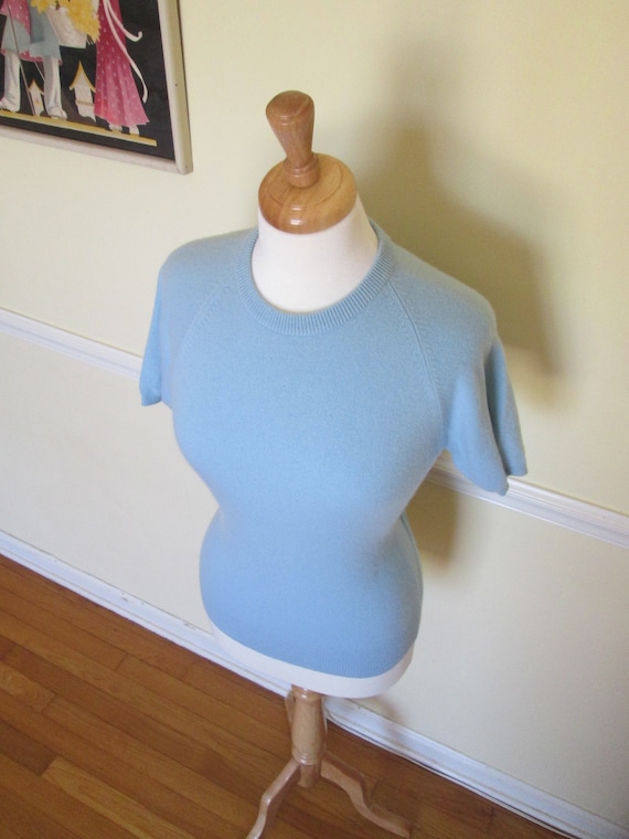 Sweater Girl Vintage 1950s 50s Periwinkle Blue Cas