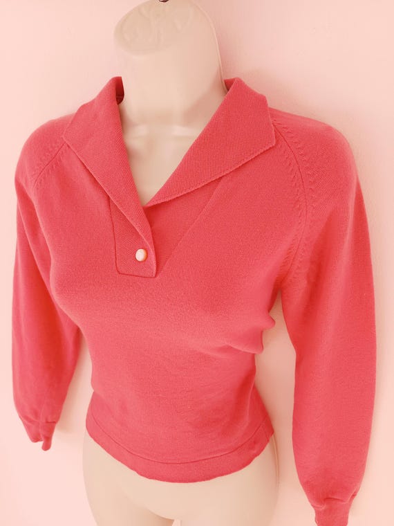 1950s Bubblegum Pink Bombshell Pullover / Vintage… - image 5