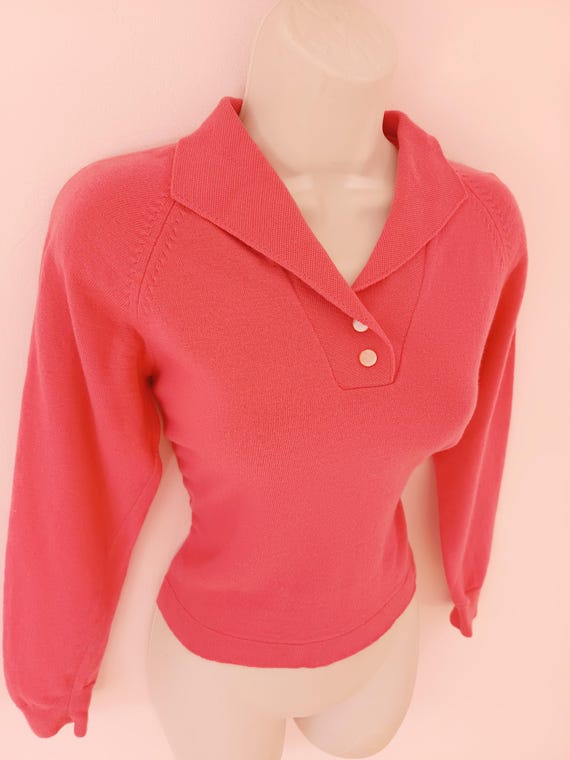 1950s Bubblegum Pink Bombshell Pullover / Vintage… - image 7