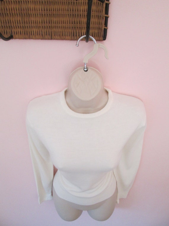 Hot Rod Girl Vintage 1950s 50s Off White Orlon Kni