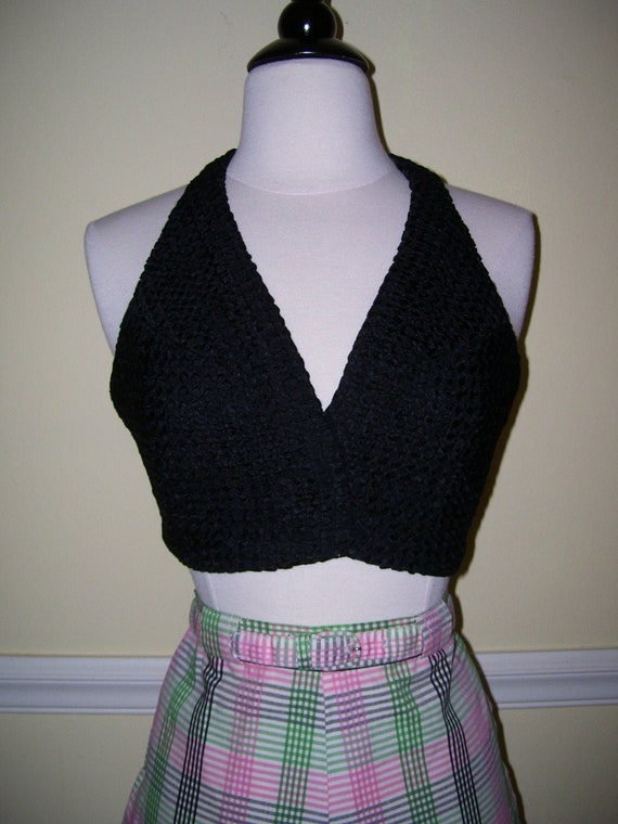 Gorgeous Vintage 1950s 50s Black Ribbon Woven Knit