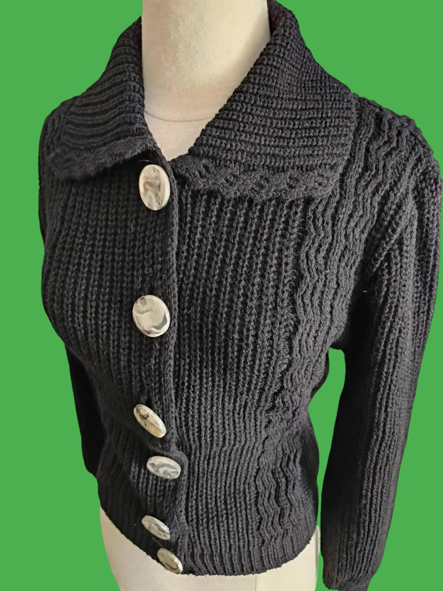 1950s Cathy Casual Cable Knit Cardigan / Deadstock Vintage 50s