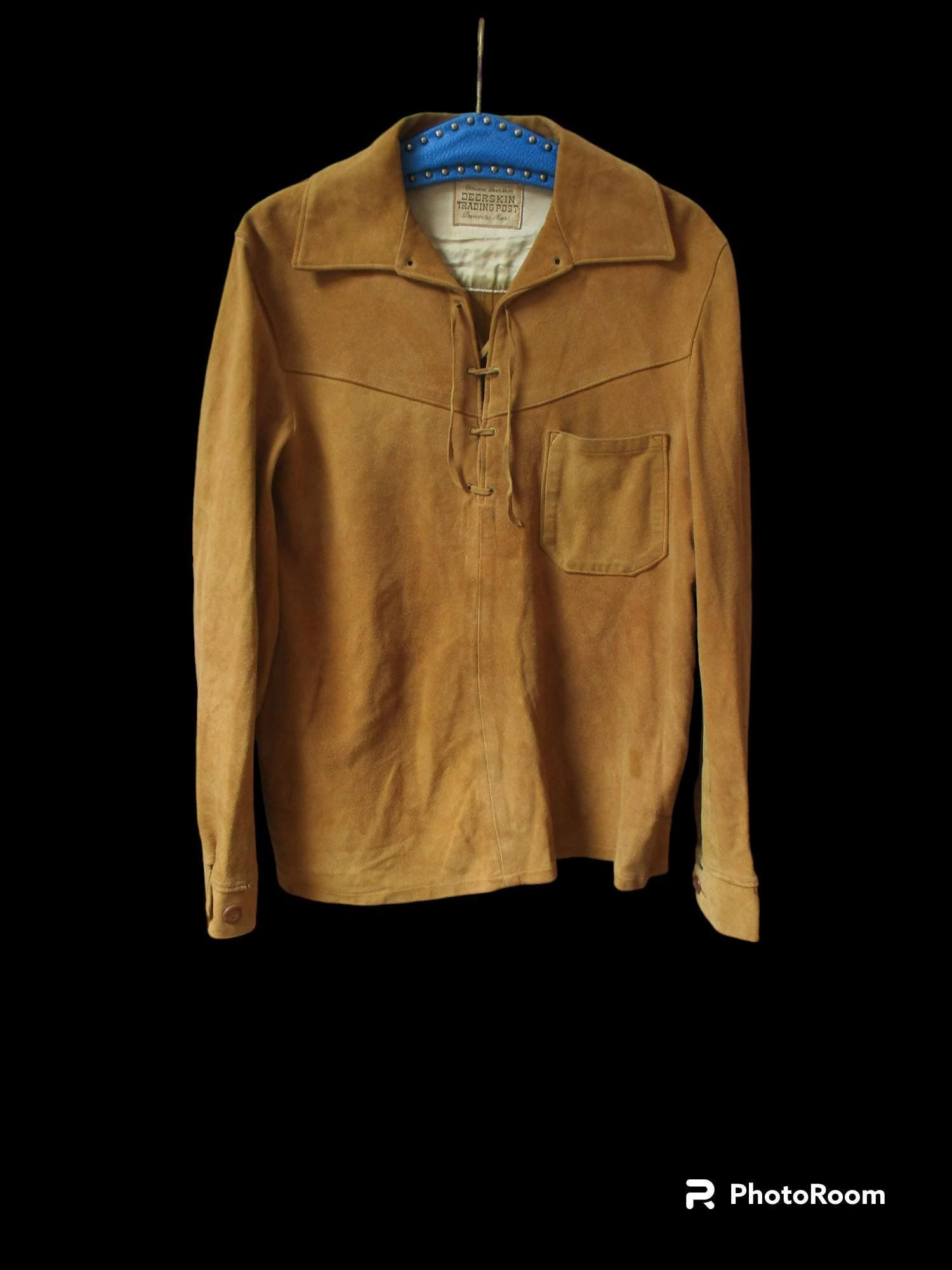 1950s Walt Wild West Suede Shirt / Vintage 50s Brown Lace up