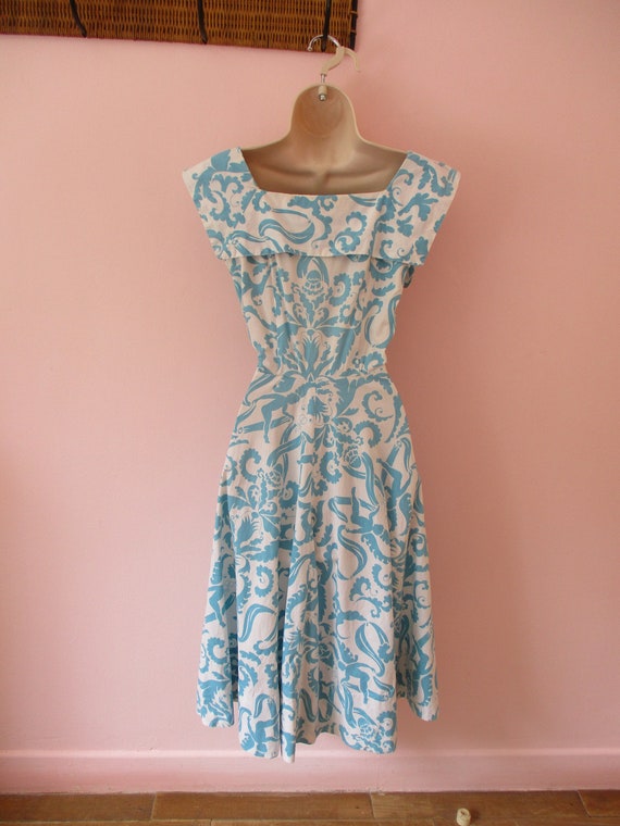 1940s Cheerful Cherub Dress / Vintage 40s White +… - image 10