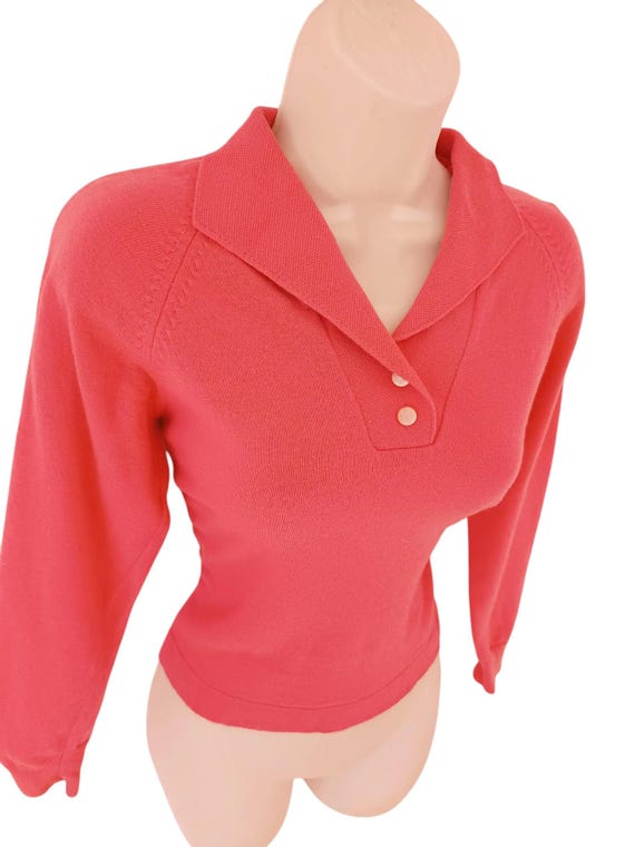 1950s Bubblegum Pink Bombshell Pullover / Vintage… - image 1