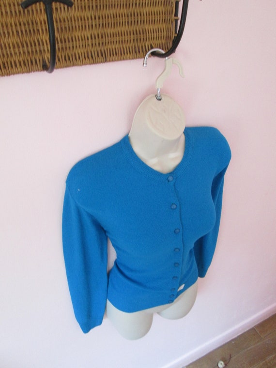 Fabulous Vintage 1950s 50s Metallic Blue Lurex Kni