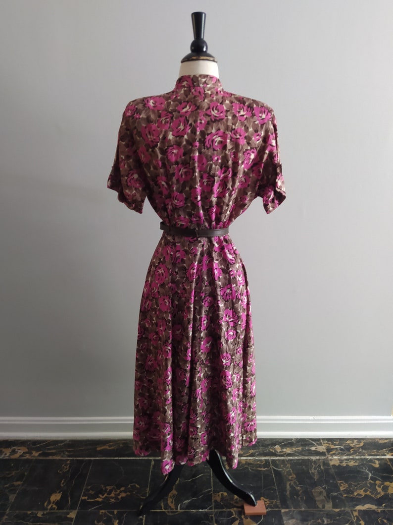 1940s Barbara Beloved Blooming Dress / Vintage 40s Magenta Pink White ...