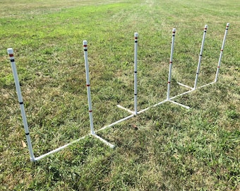 Dog Agility Equipment Training Weave Poles, Straight, Fixed, Portable, Durable.  Free US Shipping