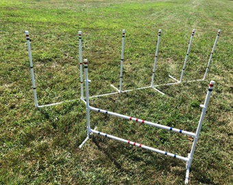 Dog Agility Equipment Starter set: 6 Weave Poles plus 1 Jump  Free US Shipping*