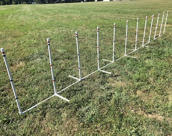 Dog Agility Training Weave Poles.  Straight, Fixed, Portable, Durable.  Free US Shipping*