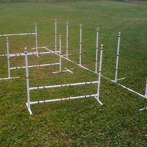 Dog Agility Equipment Training Bundle: 3 Versatile Jumps and 6 Adjustable Weave Poles FREE US Shipping*