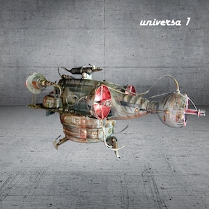 Spaceship Sculpture – Original Handmade Art from Recycled Materials | Universa 1 – DO LIXO À LUA