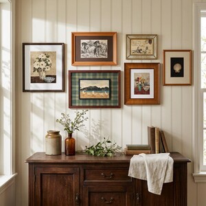 Antique Aesthetic Wall Art Frames, Vintage Farmhouse Gallery Wall Frame Set, Eclectic Mixed Picture Frames Neutral Home Decor, Gift for Her