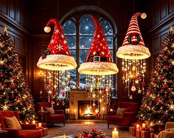 LED-Weihnachtsmannmützen-Hängeleuchte, festliche Veranda-Pendelleuchte, Weihnachtsdekoration, Weihnachtsgeschenk