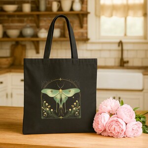 Vintage Butterfly and Moth Canvas Tote Bag, Luna Moth, Cottagecore Aesthetic, Gift For Her, Nature Lover, Moth Lovers, Boho Tote Bag