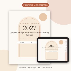 Planejador de Orçamento para Casais 2027 e Revisão Financeira de Fim de Ano | Calculadora de Divisão Justa de Renda, Controle de Contas, Fundos de Reserva | PDF para GoodNotes (Imprimir)