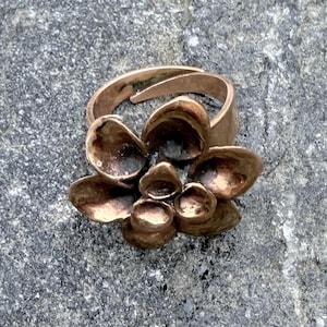 Vintage Hannu Ikonen Bronze Ring, Finnish Brutalist Lava Statement Ring, Mid Century Modern Scandinavian Jewelry, Valo Koru, Adjustable