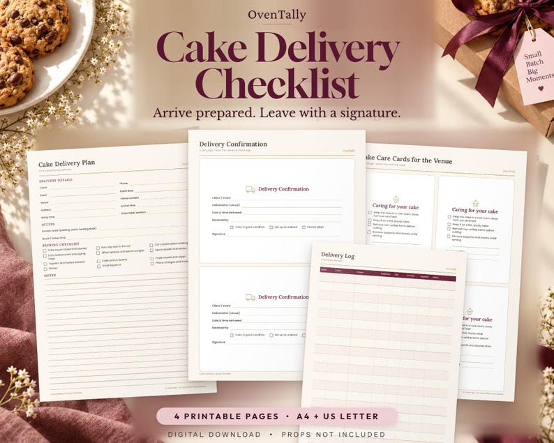 Cake Delivery Checklist Printable, Cake Setup Packing List, Delivery ...
