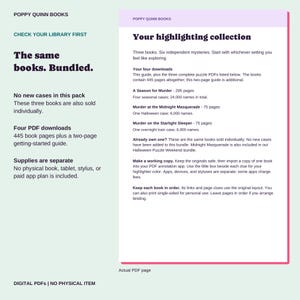Before you buy: the bundle contains the same three PDFs sold individually plus a start-here guide. No new cases; Velvet Curtain is not included.