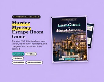 Può includere: Un gioco di fuga Murder Mystery Poppyquinn Case Files No. 5 intitolato The Last Guest at Hotel Aurora. Il gioco presenta un'ambientazione futuristica di Venezia nel 2150, per 1-8 giocatori, 90-120 minuti di gioco, disponibile per stampa o tablet.