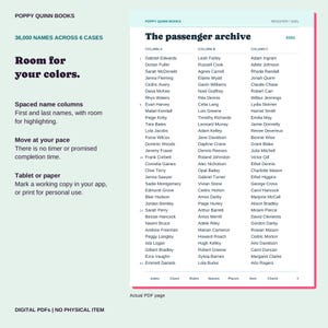 Actual register page with three spaced columns of full names, designed for highlighting in a PDF annotation app or on paper.