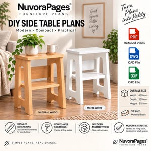 DIY sidobordsplan, kompakta plywoodmöbler i metriska och brittiska mått PDF