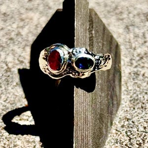 Pink Ruby & Blue Burmese Sapphire Ring.