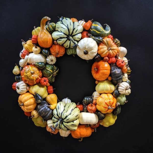 Thanksgiving Wreath, Fall Wreath, Autumn Wreath, Pumpkin Wreath, Gourd Wreath, Squash Wreath, Halloween Wreath