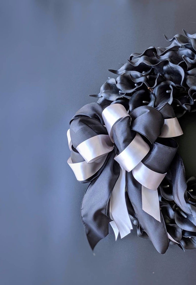Halloween Wreath, Black Calla Lily Wreath, Black Wreath, Elegant Halloween Wreath, Wedding Wreath image 5