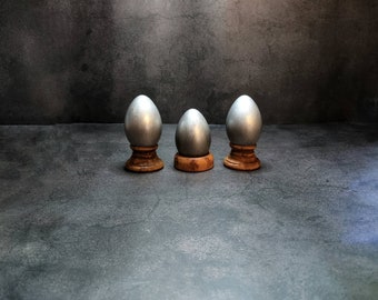 Pewter Gilded Easter Eggs: Metallic Faux Finish, Set of Three