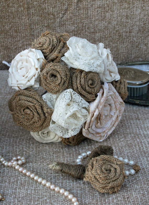 Bouquet, Burlap and Lace Bridal Bouquet