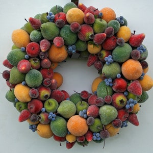 Christmas Wreath, Sugared Fruit Wreath image 1