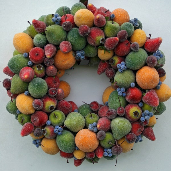Christmas Wreath, Sugared Fruit Wreath