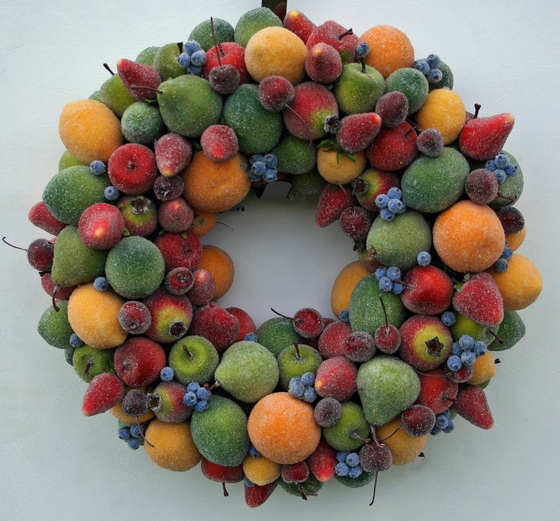 Christmas Wreath, Sugared Fruit Wreath image 1