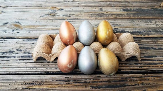 Decorative Easter Eggs, Easter Eggs, Metallic Eggs, Metal Leaf Eggs, Gilded Eggs, Distressed Eggs