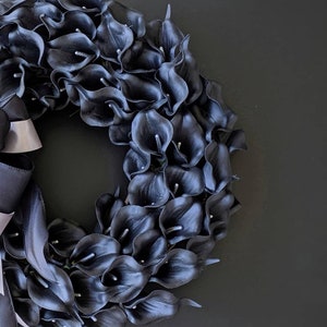 Halloween Wreath, Black Calla Lily Wreath, Black Wreath, Elegant Halloween Wreath, Wedding Wreath image 6