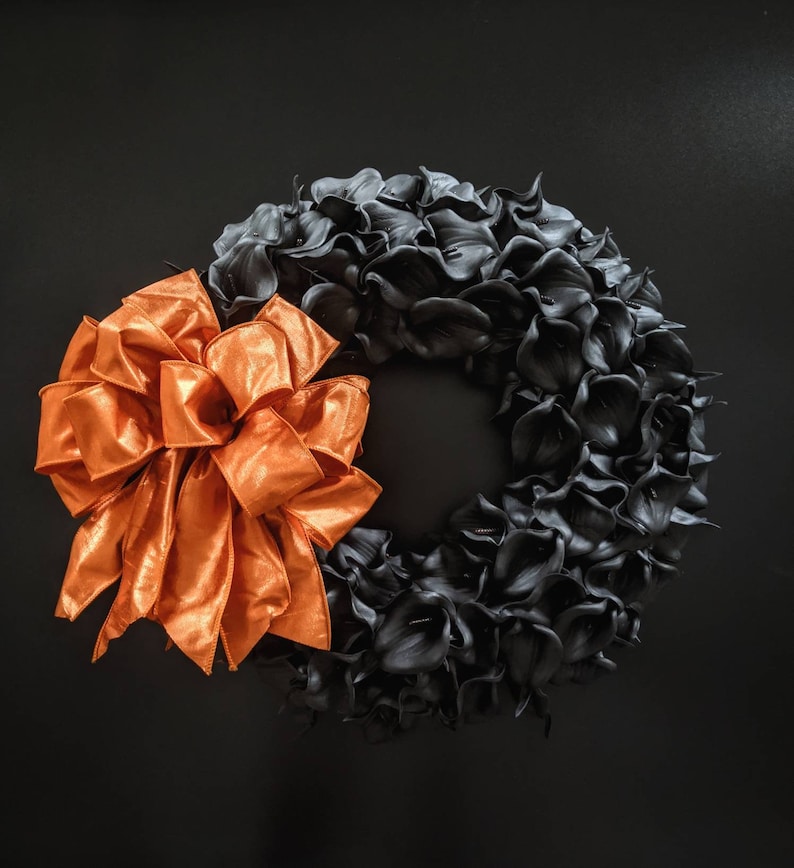 Halloween Wreath, Black Calla Lily Wreath, Black Wreath, Elegant Halloween Wreath, Wedding Wreath image 9